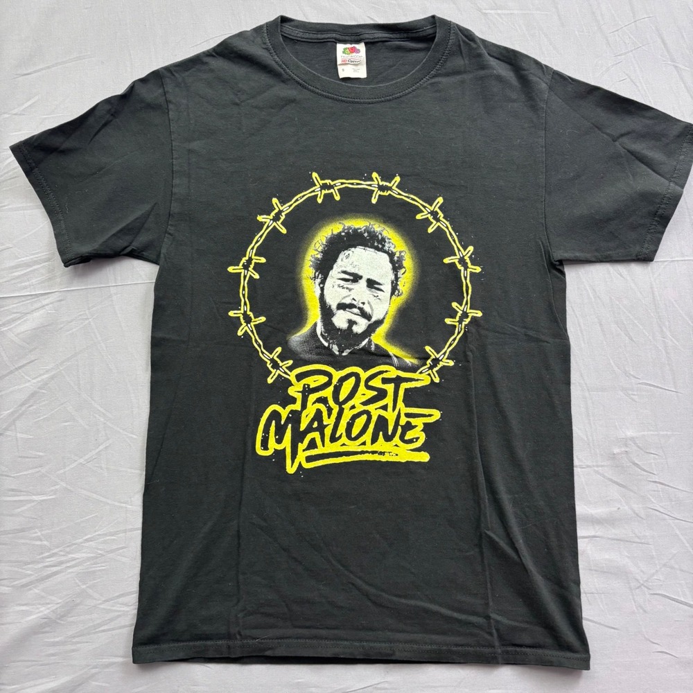 Post Malone 2019 Runaway Tour Graphic T-Shirt Size S Black Yellow Concert Tee